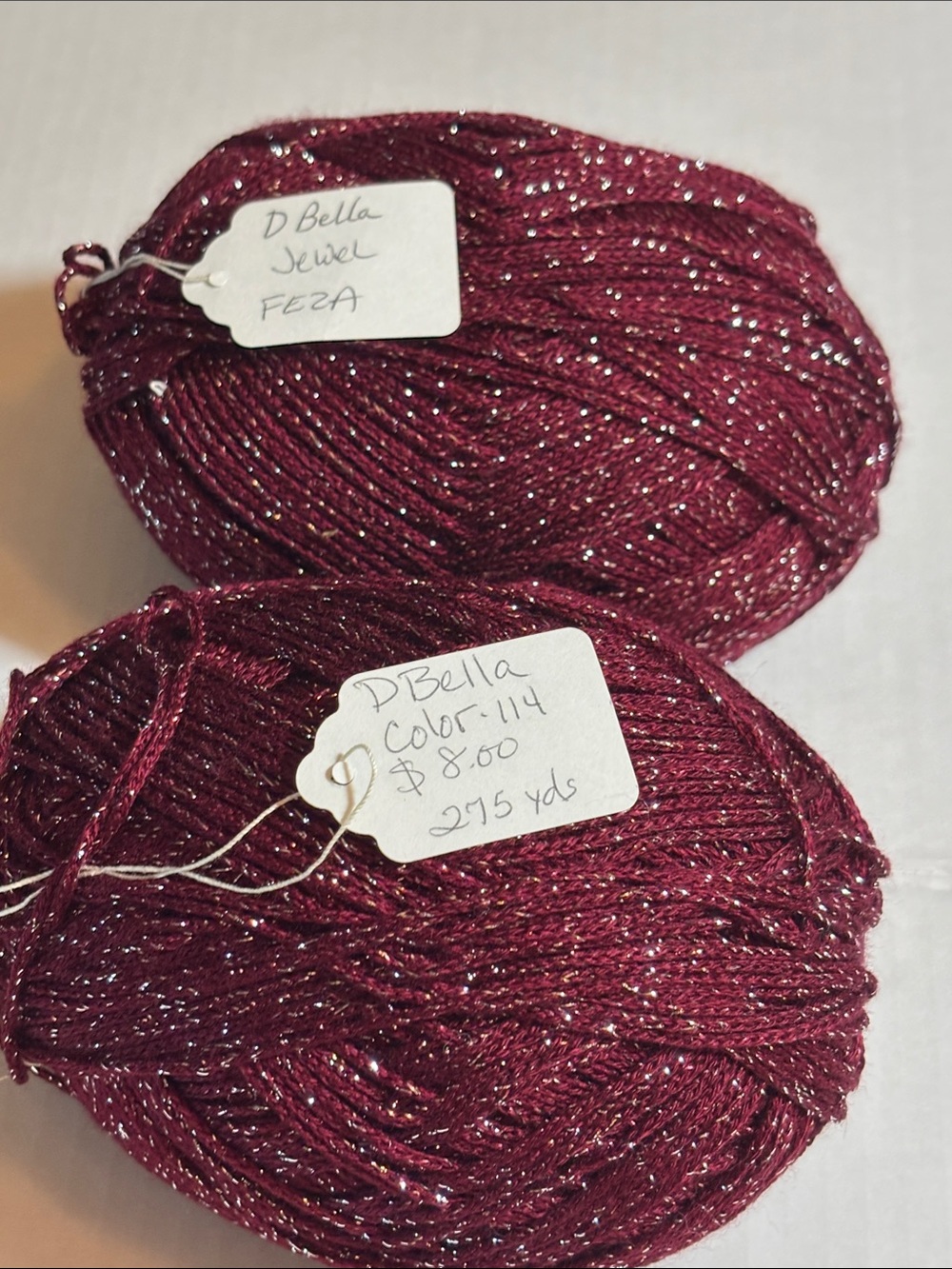 Jewel Feza Sparkle Yarn - Deep Berry with metal accents set of 2